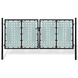 Berkfield Black Double Door Fence Gate 300 x 175 cm