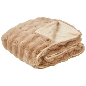 Blanket SALKA Faux Fur 200 x 220 cm Brown