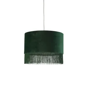 Lighting Collection Velvet Fringe Shade Green