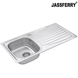 JASSFERRY Kitchen Sink Inset Stainless Steel Single Bowl Reversible Drainer