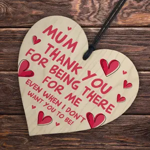 Red Ocean Wooden Heart Gifts for Mum - Perfect Mother's Day Gift to Show Your Love and Appreciation - Mum Birthday Gifts -