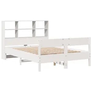 Berkfield Bookcase Bed without Mattress White 140x190cm Solid Wood Pine