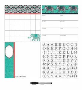 Wallpops 3 Pack - Self-Adhesive Elephant Calendar Planner Message Note Board Wall Stickers