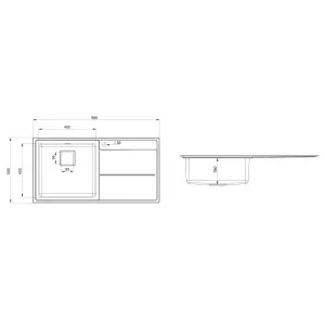 Rangemaster Arlington Brushed Stainless steel 1 Bowl Sink & drainer RH 508mm x 985mm