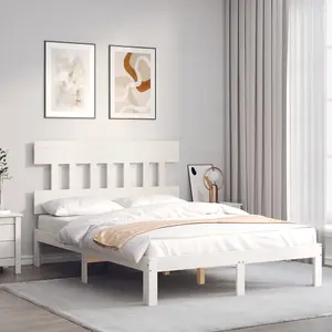 Berkfield Bed Frame without Mattress White Small Double Solid Wood Pine