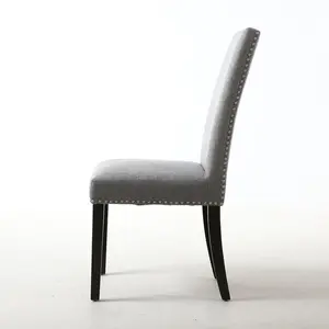 Richard Upholstered Dining Chair (Set of 2) Silver Grey Linen Effect / Black