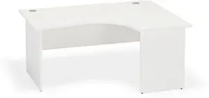 White Curved Executive Panel Leg Office Desk | Left Hand 1800mm Wide Curved Desk White