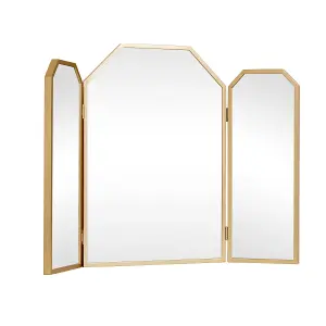 Melody Maison Gold Hexagon Triple Dressing Table Mirror 82cm x 59cm