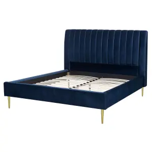 Velvet EU King Size Bed Blue MARVILLE