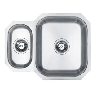 Liquida K1001SS 1.5 Bowl Reversible Undermount Stainless Steel Kitchen Sink