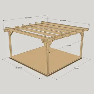 Double Garden Pergola and Decking Kit - Wood - L360 x W360 cm - Light Green