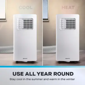 Daewoo 4-in-1 Four Seasons Smart Large Dehumidifier & Fan Heater AND Summer 9000 BTU Air Conditioner with Remote Control White