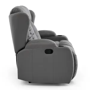 Caesar 2 Seater Grey Technology Fabric Modern Manual Recliner Sofa