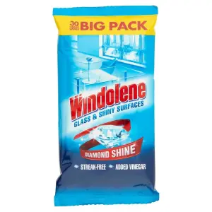 10 x Windolene Glass & Shiny Surfaces Streak-Free Window Wipes Pack of 30