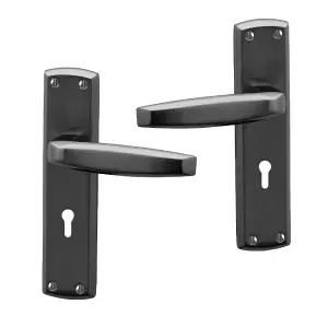 Intelligent Hardware - Internal Door Handle - Deco - Lever on Backplate - Euro Lock Furniture - Black Nickel