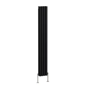 Right Radiators 1800x236mm Vertical Double Oval Column Designer Radiator Black