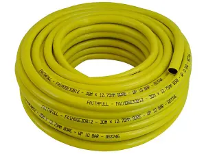 Faithfull CT072023108BKYE01 Heavy-Duty Reinforced Builder's Hose 30m 12.5mm (1/2in) Diameter FAIHOSE30B12