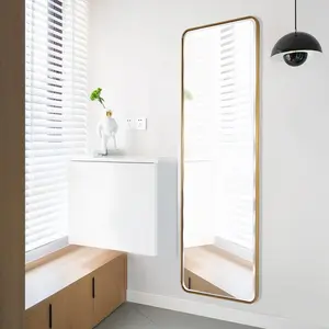 Kallas Metal Flat Wall Mirror Satin Brass/bevel edge