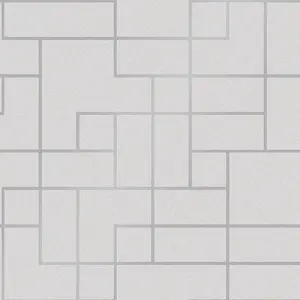 Fine Decor Platinum Square Geo Silver Wallpaper FD42491