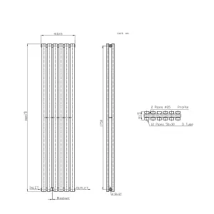 Rinse Bathrooms 1800 x 410mm White Vertical Designer Radiator Rad Double Column Radiator Rad Rectangular Flat Panel