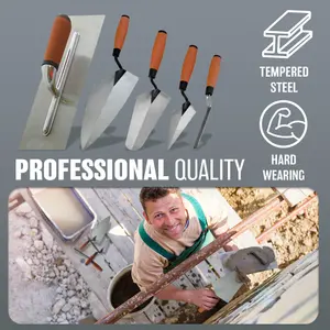 New 5pc Tradesman Trowel Set Brick Jointer Hand Brick Plastering Builders