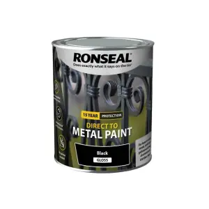 Ronseal 39195 Direct to Metal Paint Black Gloss 750ml RSLDTMBG750