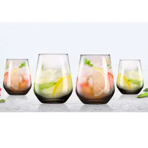 URBNLIVING 450ml Set of 4 Smoked Black Glass Drinking Bar Water Beverage Glasses Tumblers