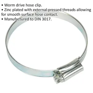 30 PACK Zinc Plated Hose Clip - 64 to 76mm Diameter - External Pressed Threads