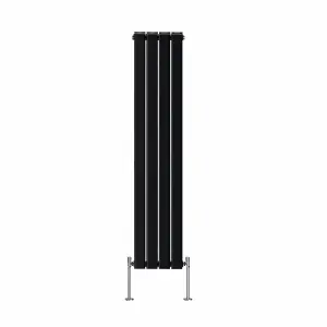 Rinse Bathrooms Vertical Radiators 1600x272mm Flat Panel Column Designer Radiator Black Double Radiators Central Heating