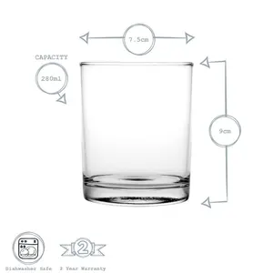 Argon Tableware - Classic Whisky Glasses - 280ml - Clear 24