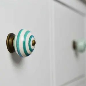 Nicola Spring - Round Ceramic Cabinet Knob - Stripe