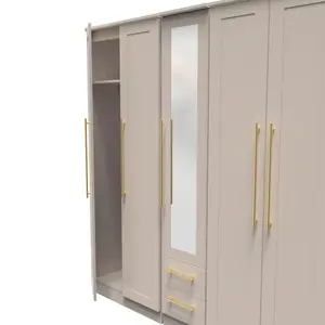 Helmsley Tall 5 Door 2 Drawer 1 Mirror Wardrobe in Kashmir Matt (Ready Assembled)