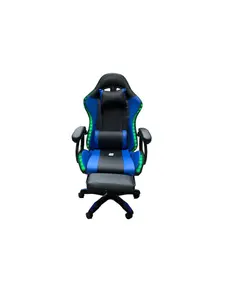 Gaming Chair Black and Blue with LED Lights