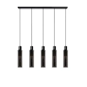 Lucide Orlando Modern Bar Pendant Light - 5xE27 - Smoke Grey