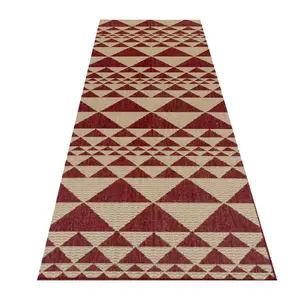 Modern Easy to Clean Flatweave Anti-Slip Geometric Red Rug for Dining Rug-160cm X 225cm