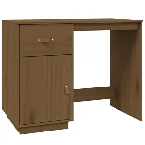 Berkfield Desk with Cabinets Honey Brown 135x50x75 cm Solid Wood Pine