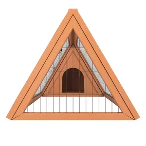 Pet Vida Triangle Wooden Pet Hutch, Guinea Pig, Bunny, Chicken Run Cage, 50 x 98 x 41