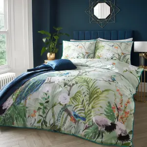 Peacock Jungle 100% Cotton Sateen Duvet Cover Set