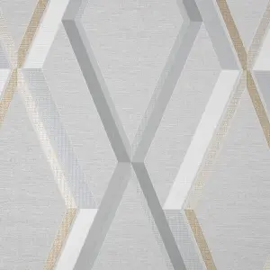 Superfresco Easy Prestige Grey Gold effect Geometric Smooth Wallpaper