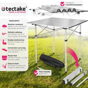 Camping Table - foldable aluminium, with transport bag - grey