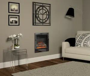 Be Modern Hagen 2kW Black Chrome effect Electric Fire (H)565mm (W)460mm (D)140mm