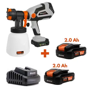 Daewoo U-FORCE Series 18V Cordless Paint/Fence Spray Gun + 2 x 2.0Ah Battery + Charger