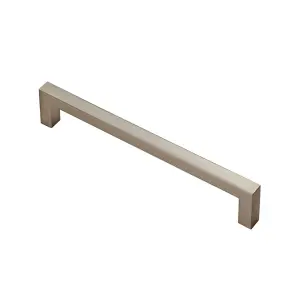 2x Square Block Pull Handle 170 x 10mm 160mm Fixing Centres Satin Nickel