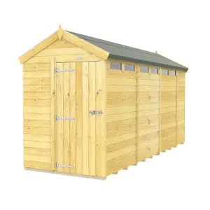 5 x 14 Feet Apex Security Shed - Single Door - Wood - L417 x W147 x H217 cm