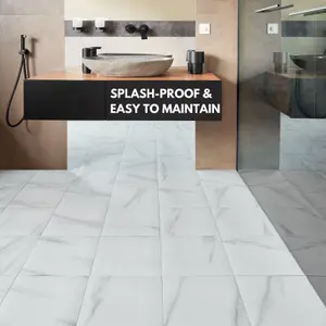 Self-Adhesive Vinyl Floor Tiles - 30 Pack for 30 ft² (2.79 m²) Coverage - Peel & Stick Vinyl Floor Tiles - White Marble Effect