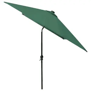 Berkfield Parasol with LEDs and Steel Pole Green 2x3 m