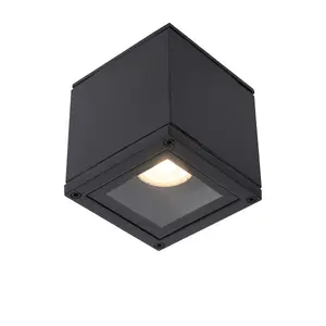 Lucide Aven Modern Surface Mounted Ceiling Spotlight Bathroom - 1xGU10 - IP65 - Black