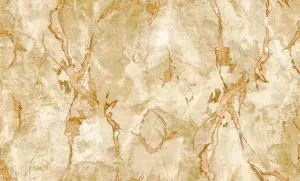 Galerie Stratum Collection Metallic Orange/Gold Marmo Marble Effect Double Width Wallpaper Roll