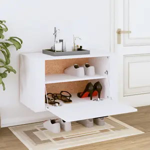 Berkfield Wall-mounted Shoe Cabinet White 70x35x38 cm Engineered Wood