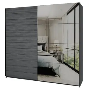 Galaxy Wardrobe with Sliding Doors in Oak Carbon - Sophisticated Storage, H2100mm W2210mm D610mm